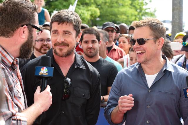 Rutledge Wood interviews Christian Bale and Matt Damon on the red carpet at the 103rd Running of the Indianapolis 500 presented by Gainbridge -- Photo by: James  Black
