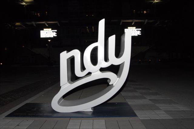 The I Am Indy sculpture before dawn on the morning of the 103rd running of the Indianapolis 500. -- Photo by: Mike Young