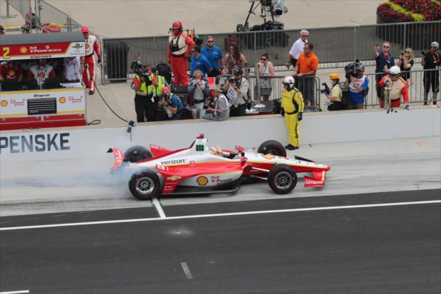 Josef Newgarden exits the pits after a pitstop. -- Photo by: Richard Dowdy