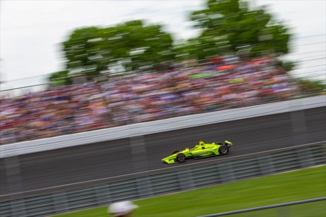 Simon Pagenaud races through Turn 2 during the Indianapolis 500. -- Photo by: Stephen King