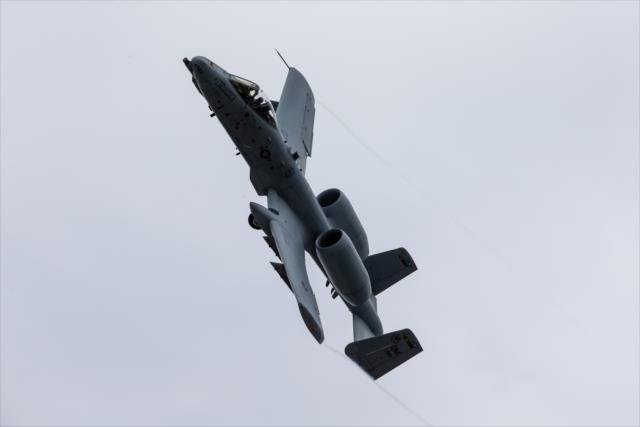 An A-10 Warthog performs a flyover during pre-race festivities -- Photo by: Stephen King
