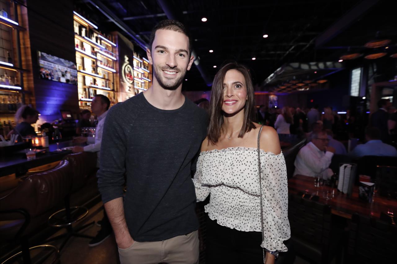 Alexander Rossi and girlfriend, Kelly, during the Victory Lap Celebration at Union 50 in downtown Indianapolis -- Photo by: Joe Skibinski