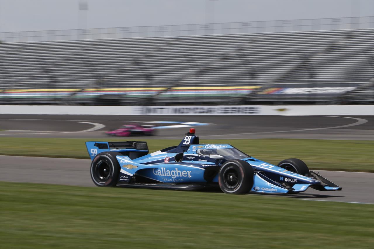 Max Chilton sets up for Turn 3 during qualifications for the GMR Grand Prix on the Indianapolis Motor Speedway Road Course -- Photo by: Chris Jones