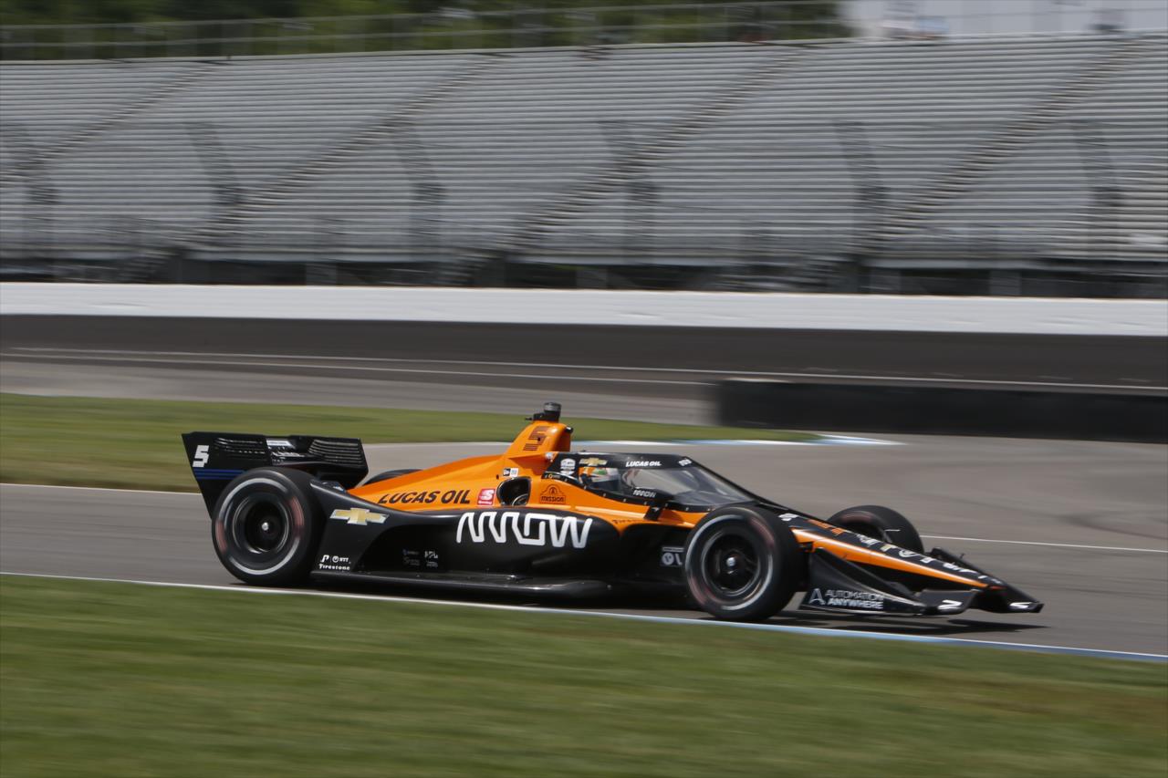 Pato O'Ward sets up for Turn 3 during qualifications for the GMR Grand Prix on the Indianapolis Motor Speedway Road Course -- Photo by: Chris Jones
