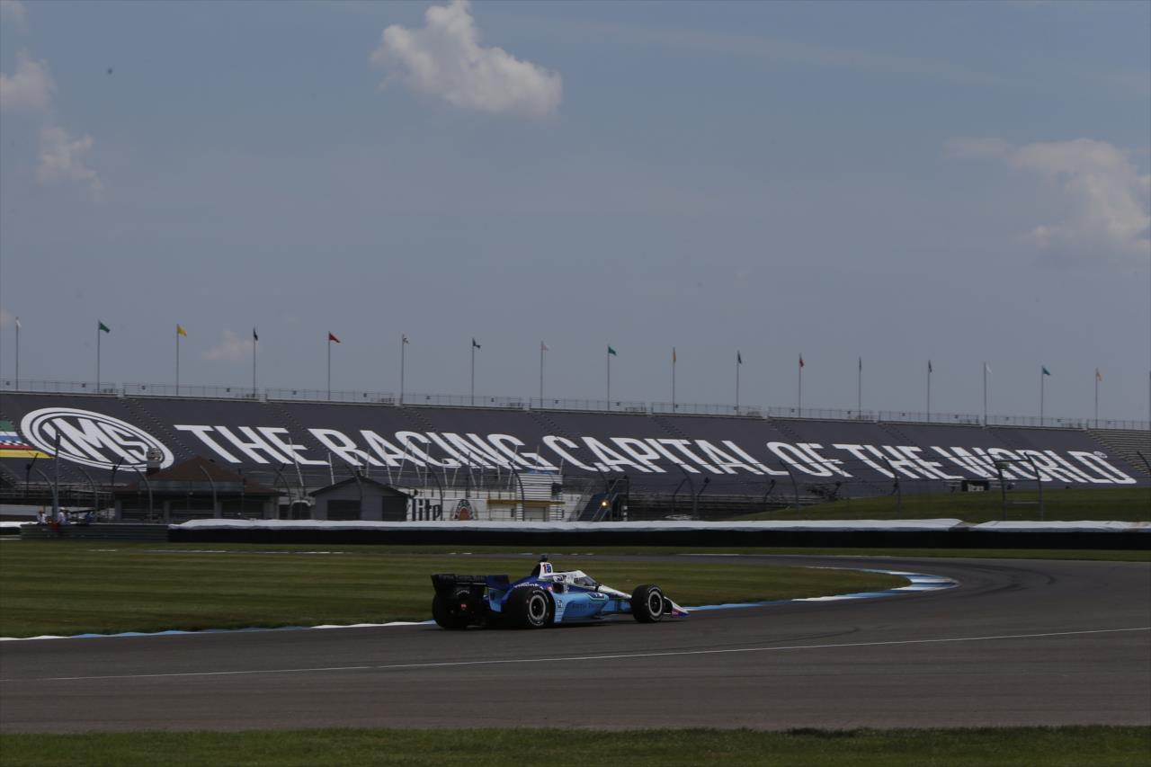 Graham Rahal sets up for Turn 2 during qualifications for the GMR Grand Prix on the Indianapolis Motor Speedway Road Course -- Photo by: Chris Jones