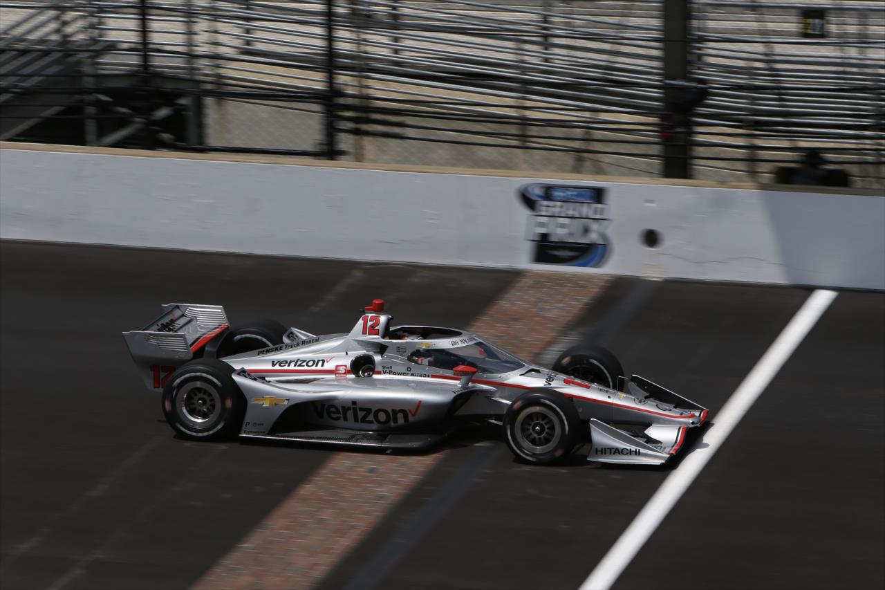 Will Power flashes across the yard of bricks during qualifications for the GMR Grand Prix on the Indianapolis Motor Speedway Road Course -- Photo by: Chris Jones