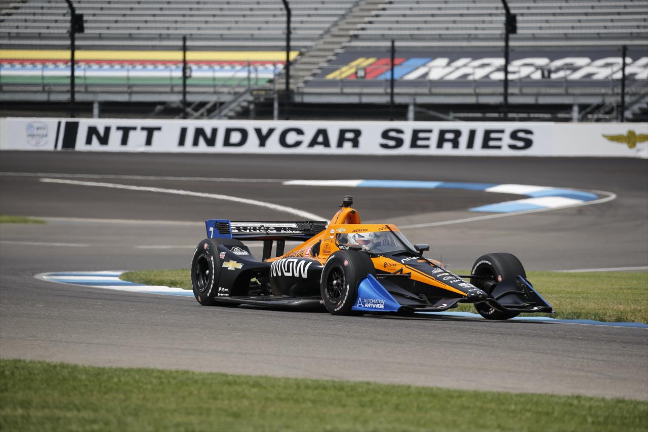 Oliver Askew shoots through Turn 2 during practice for the GMR Grand Prix on the Indianapolis Motor Speedway Road Course -- Photo by: Chris Jones