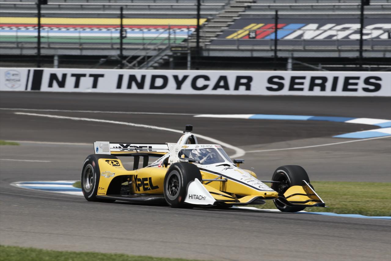 Josef Newgarden shoots into Turn 2 during practice for the GMR Grand Prix on the Indianapolis Motor Speedway Road Course -- Photo by: Chris Jones