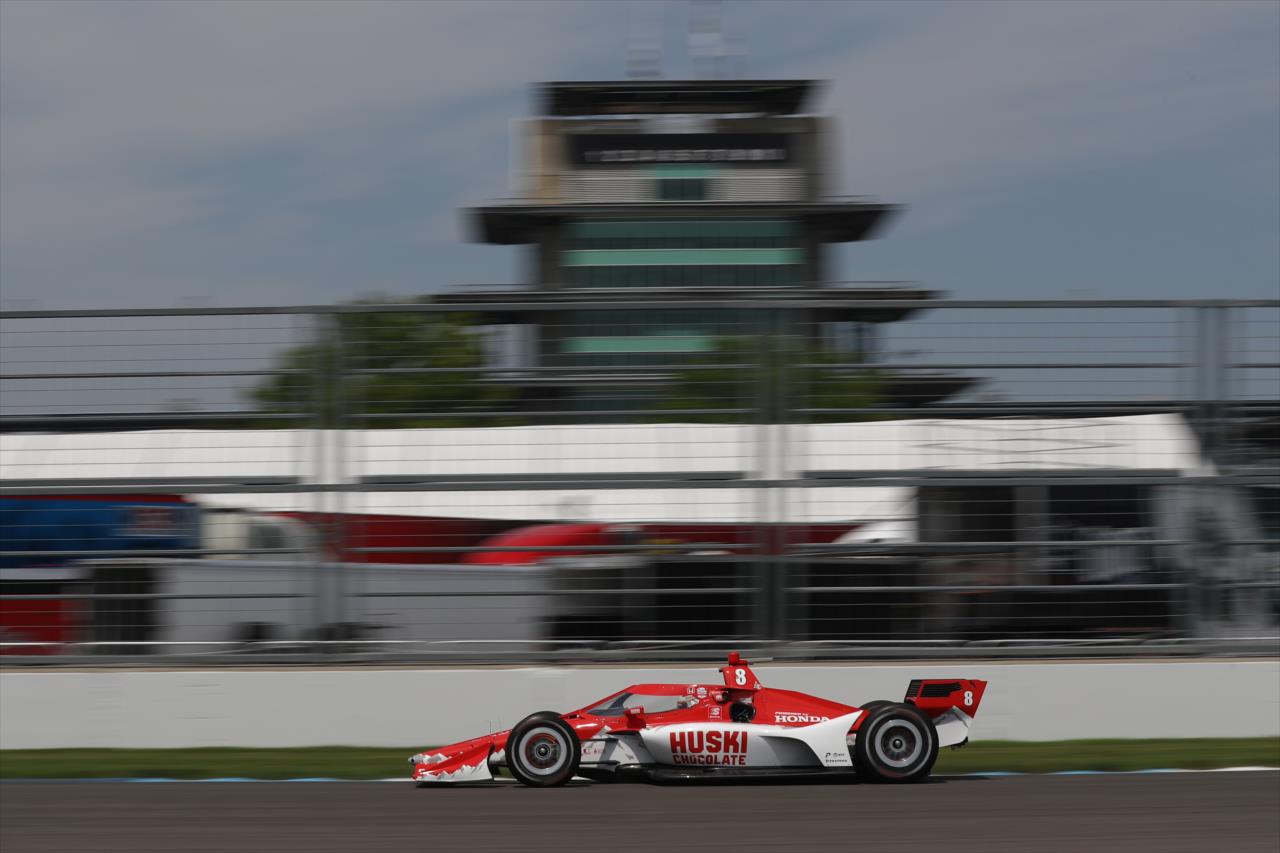 Marcus Ericsson shoots down the Hulman Boulevard backstretch during practice for the GMR Grand Prix on the Indianapolis Motor Speedway Road Course -- Photo by: Chris Owens