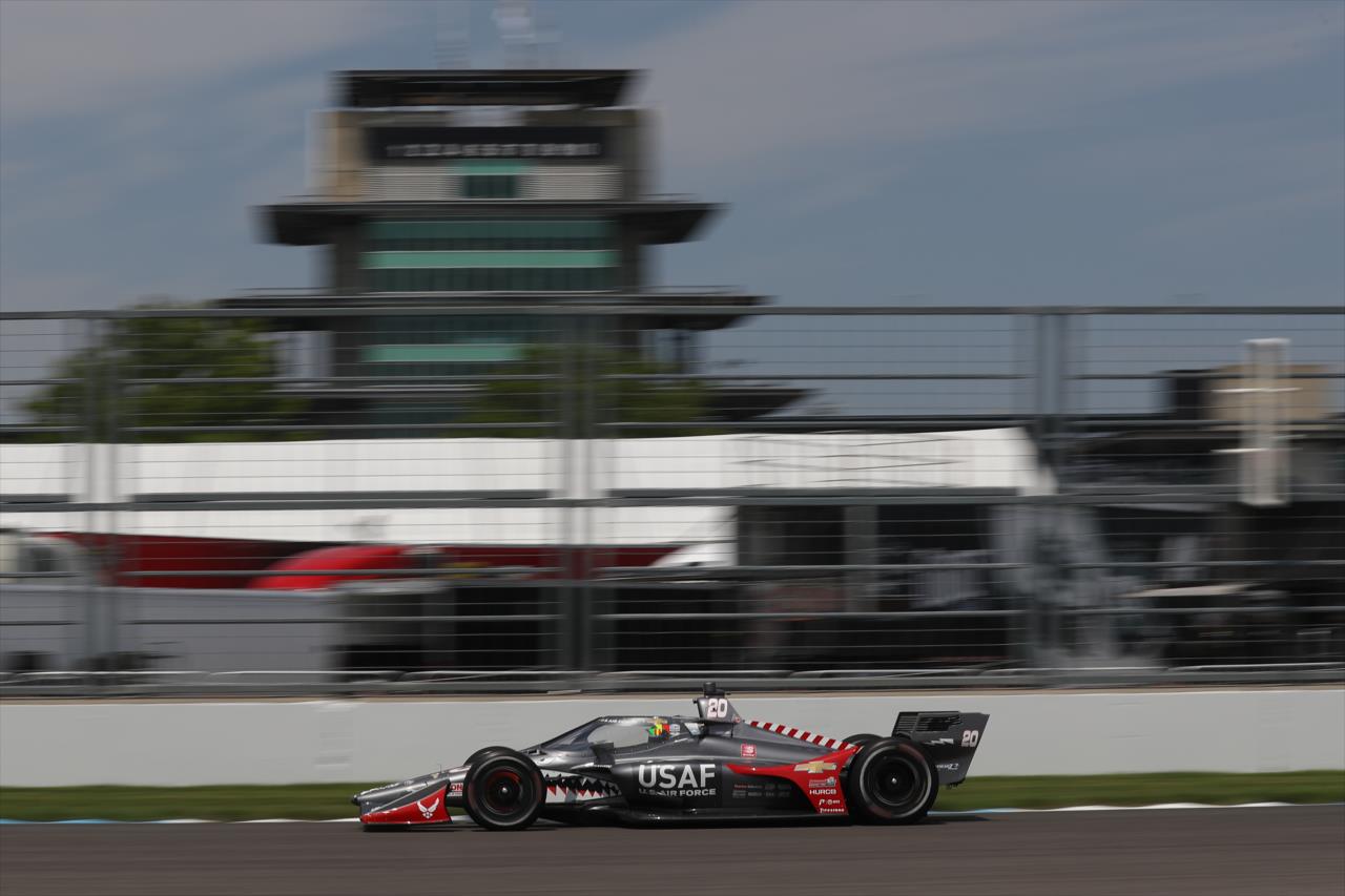 Conor Daly shoots down the Hulman Boulevard backstretch during practice for the GMR Grand Prix on the Indianapolis Motor Speedway Road Course -- Photo by: Chris Owens