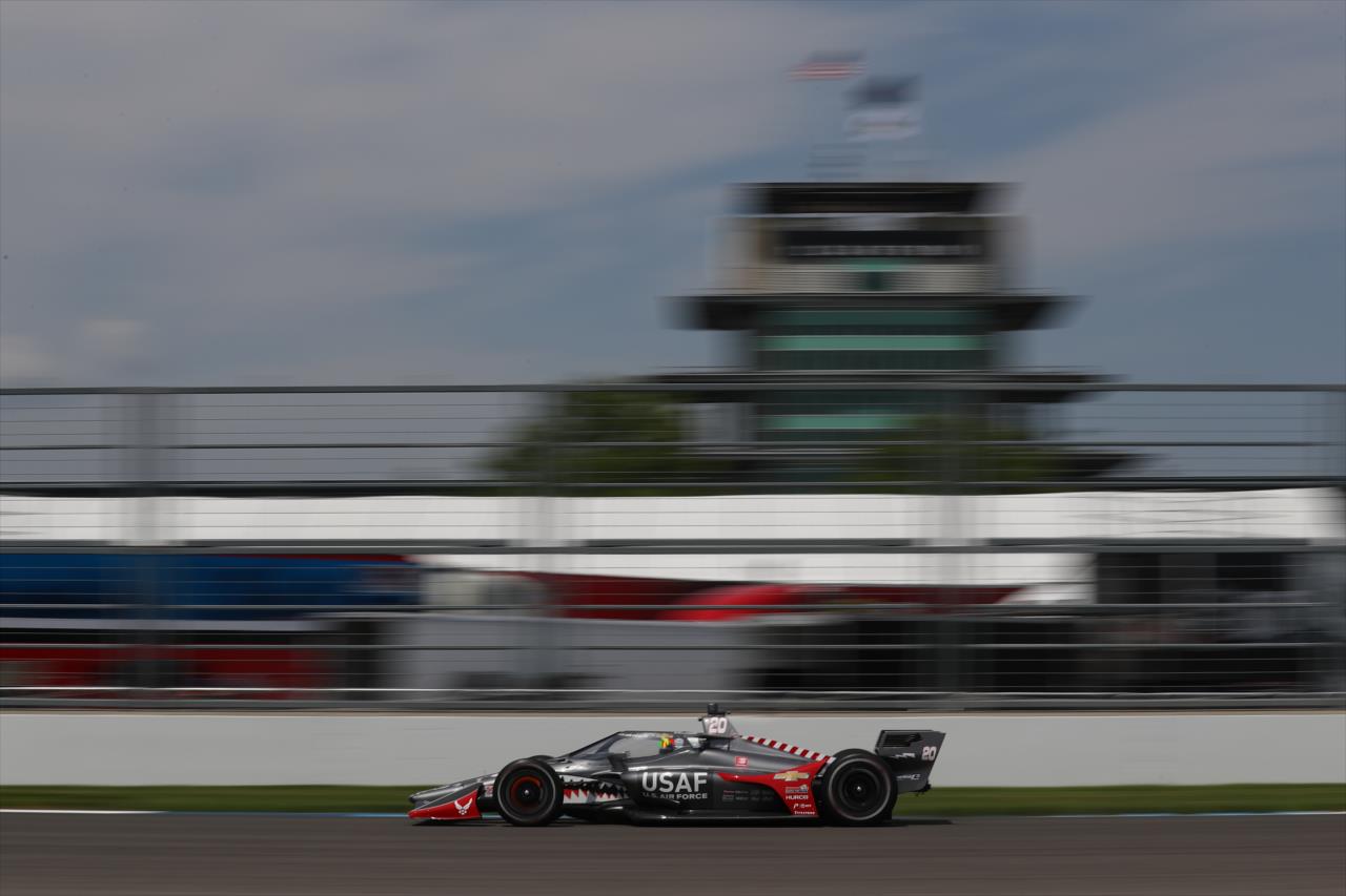 Conor Daly shoots down the Hulman Boulevard backstretch during practice for the GMR Grand Prix on the Indianapolis Motor Speedway Road Course -- Photo by: Chris Owens