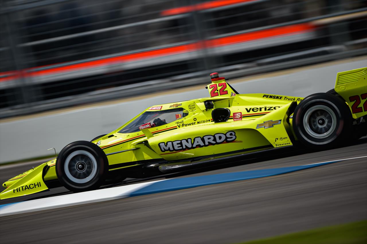 Simon Pagenaud shoots into Turn 7 during practice for the GMR Grand Prix on the Indianapolis Motor Speedway Road Course -- Photo by: Chris Owens
