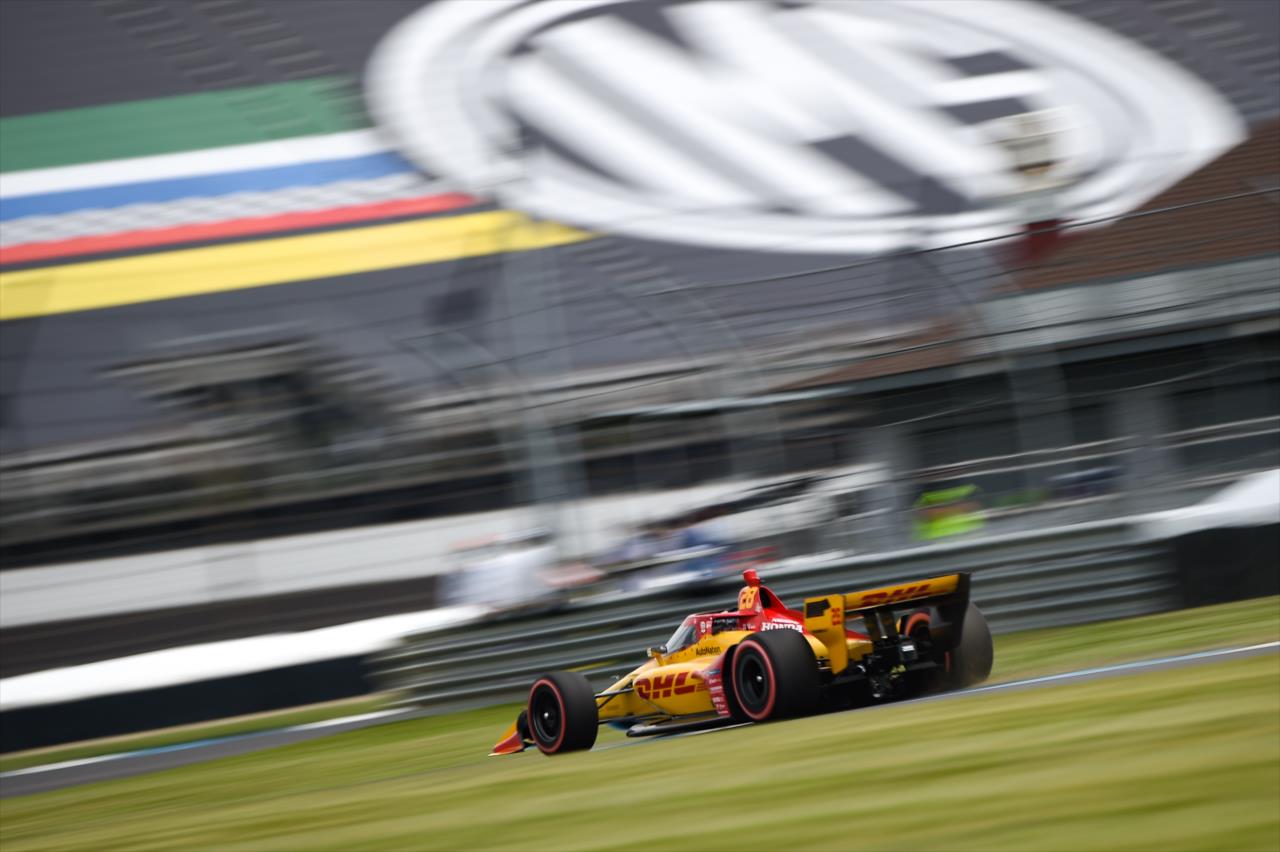 Ryan Hunter-Reay sets sail toward Turn 3 during practice for the GMR Grand Prix on the Indianapolis Motor Speedway Road Course -- Photo by: Chris Owens
