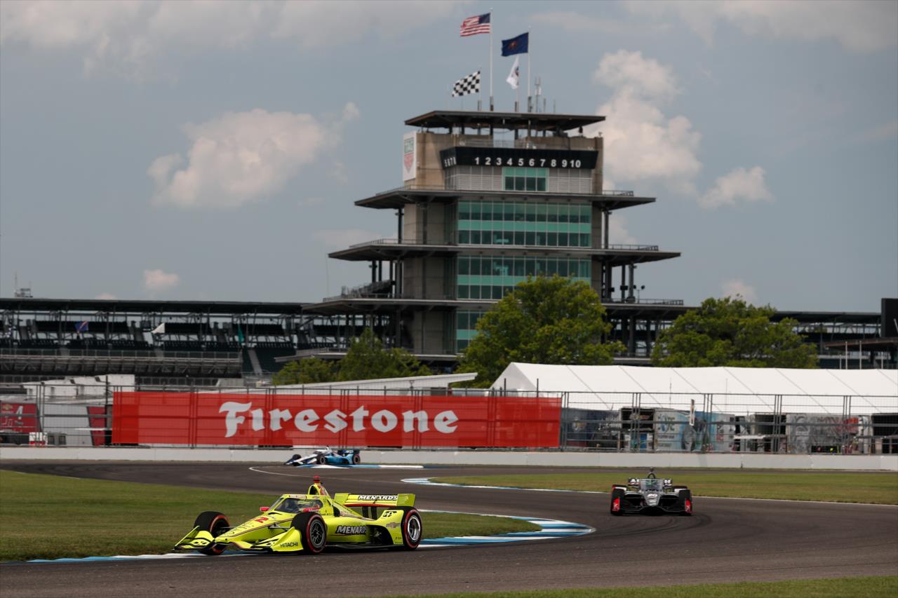 Simon Pagenaud races through the backstretch esses section (Turns 8-10) during practice for the GMR Grand Prix on the Indianapolis Motor Speedway Road Course -- Photo by: Joe Skibinski