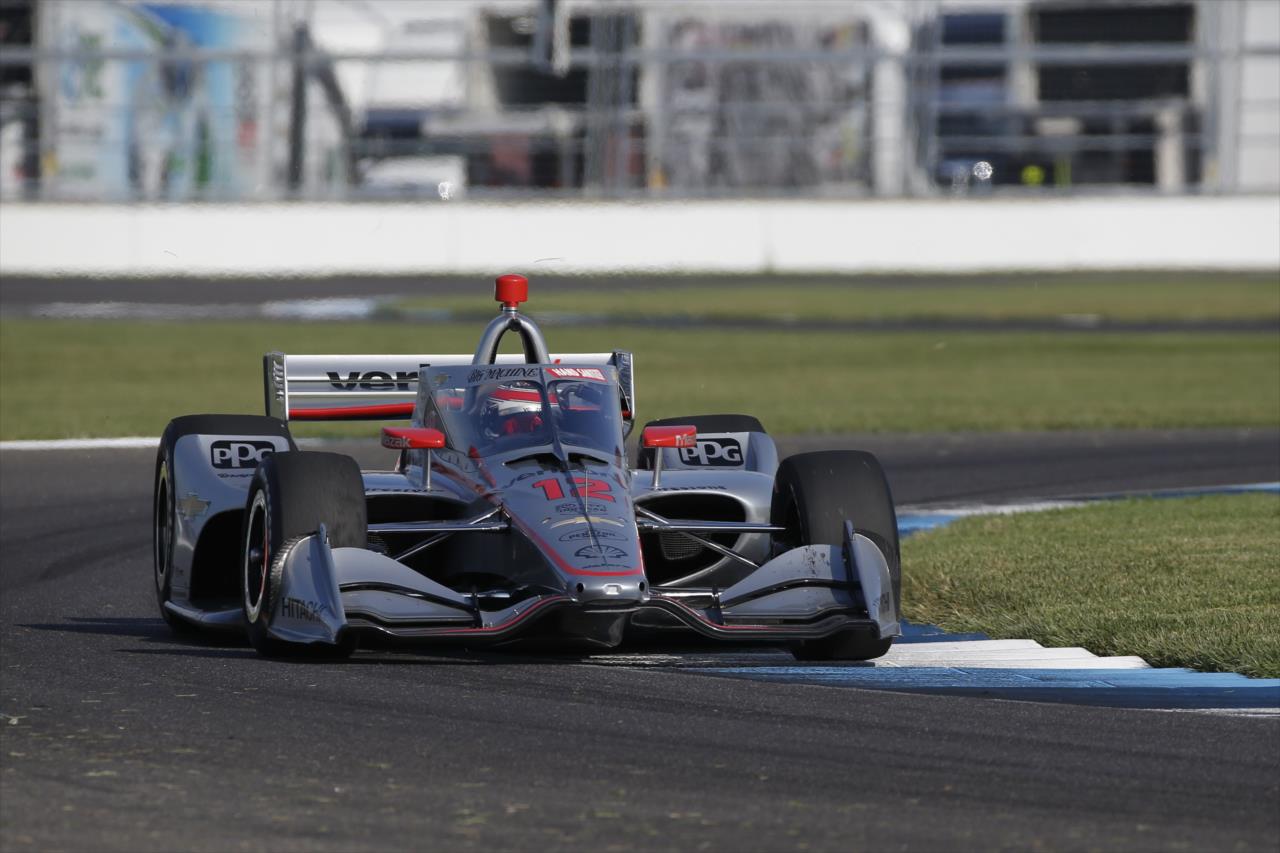 Will Power hits the Turn 9 apex during the final warmup for the 2020 GMR Grand Prix at the Indianapolis Motor Speedway -- Photo by: Chris Jones
