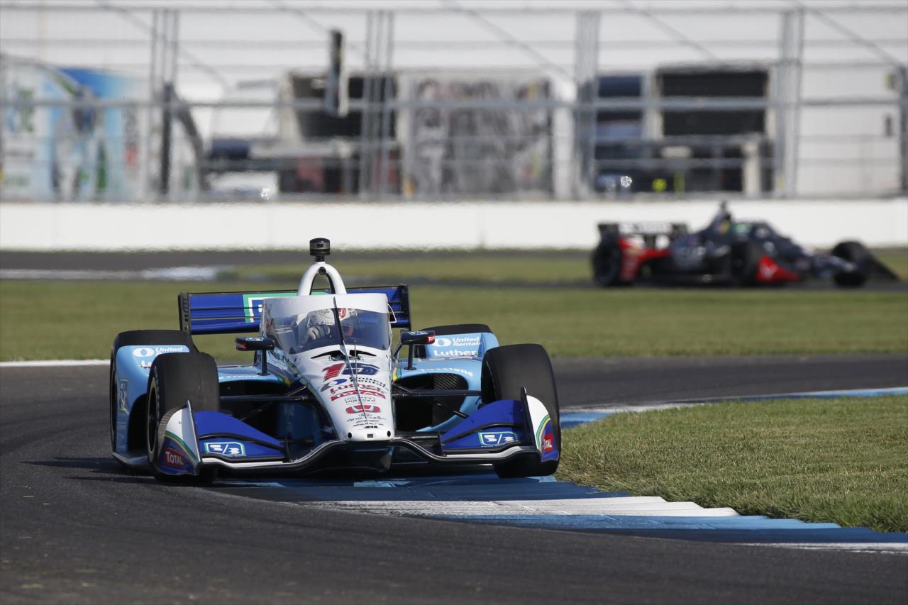Graham Rahal hits the Turn 9 apex during the final warmup for the 2020 GMR Grand Prix at the Indianapolis Motor Speedway -- Photo by: Chris Jones