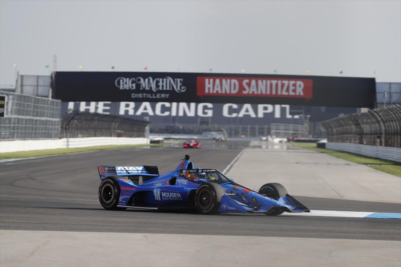 Santino Ferrucci dives into Turn 7 during the final warmup for the 2020 GMR Grand Prix at the Indianapolis Motor Speedway -- Photo by: Chris Jones