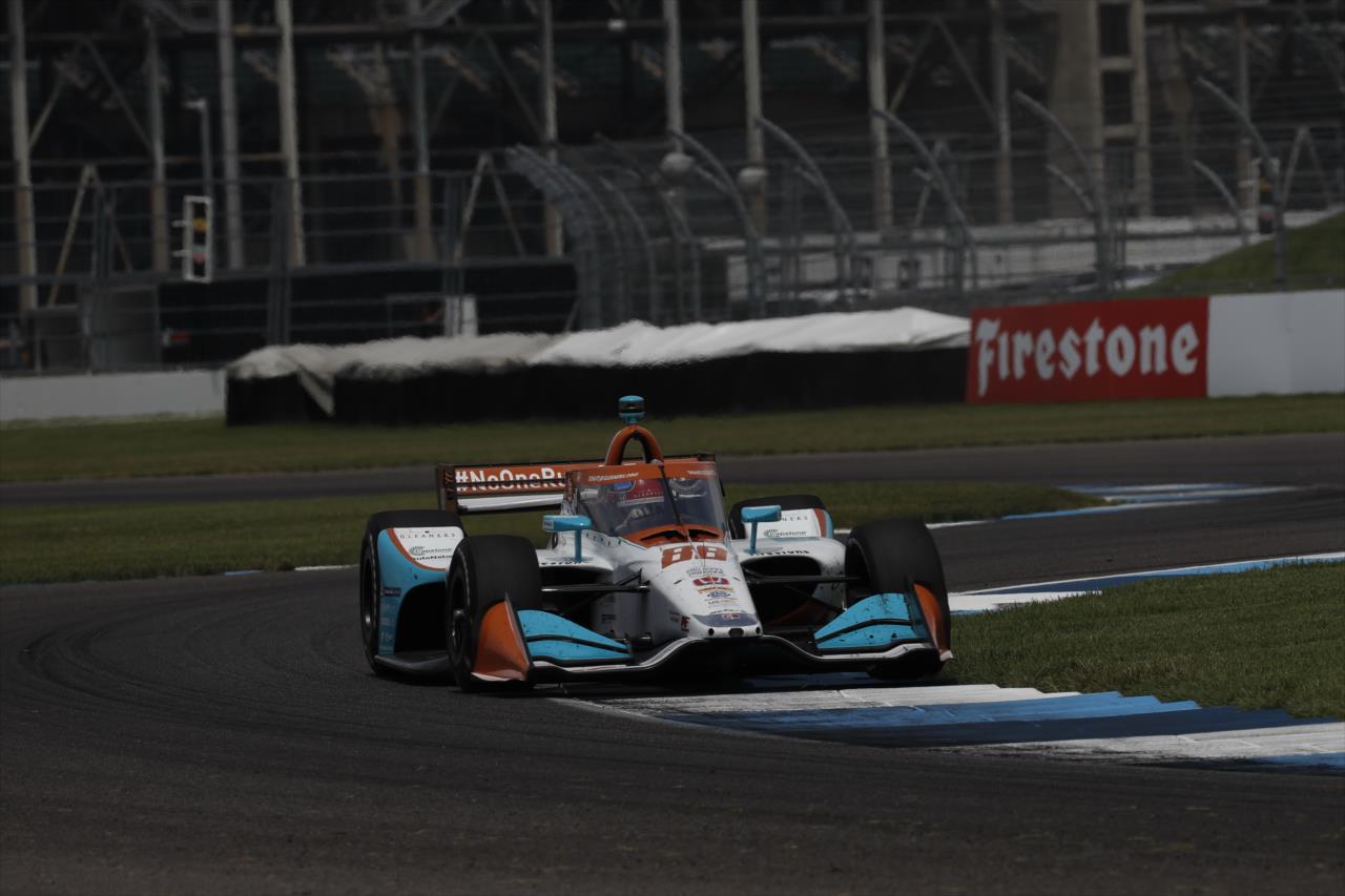 Colton Herta throws it through Turn 9 during the 2020 GMR Grand Prix at the Indianapolis Motor Speedway -- Photo by: Chris Jones