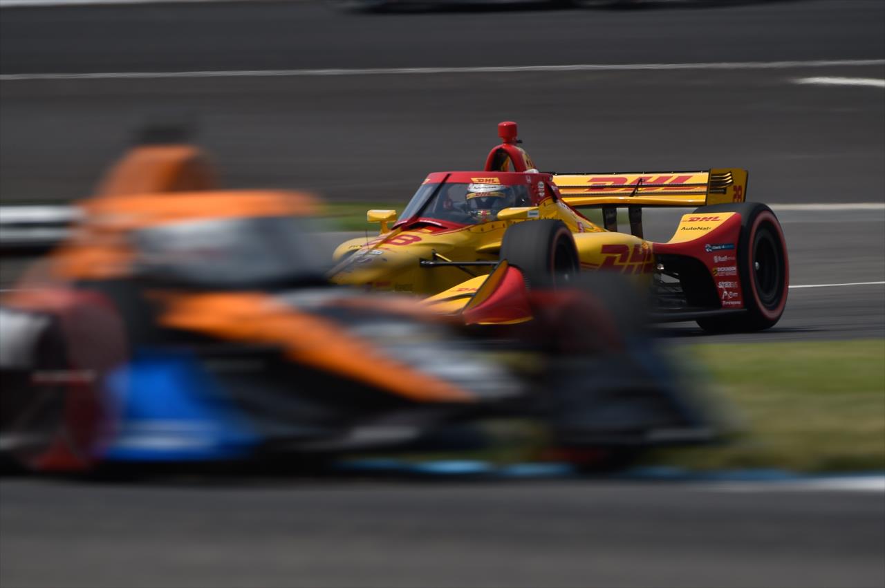 Ryan Hunter-Reay sets up for Turn 2 during the 2020 GMR Grand Prix at Indianapolis -- Photo by: Chris Owens