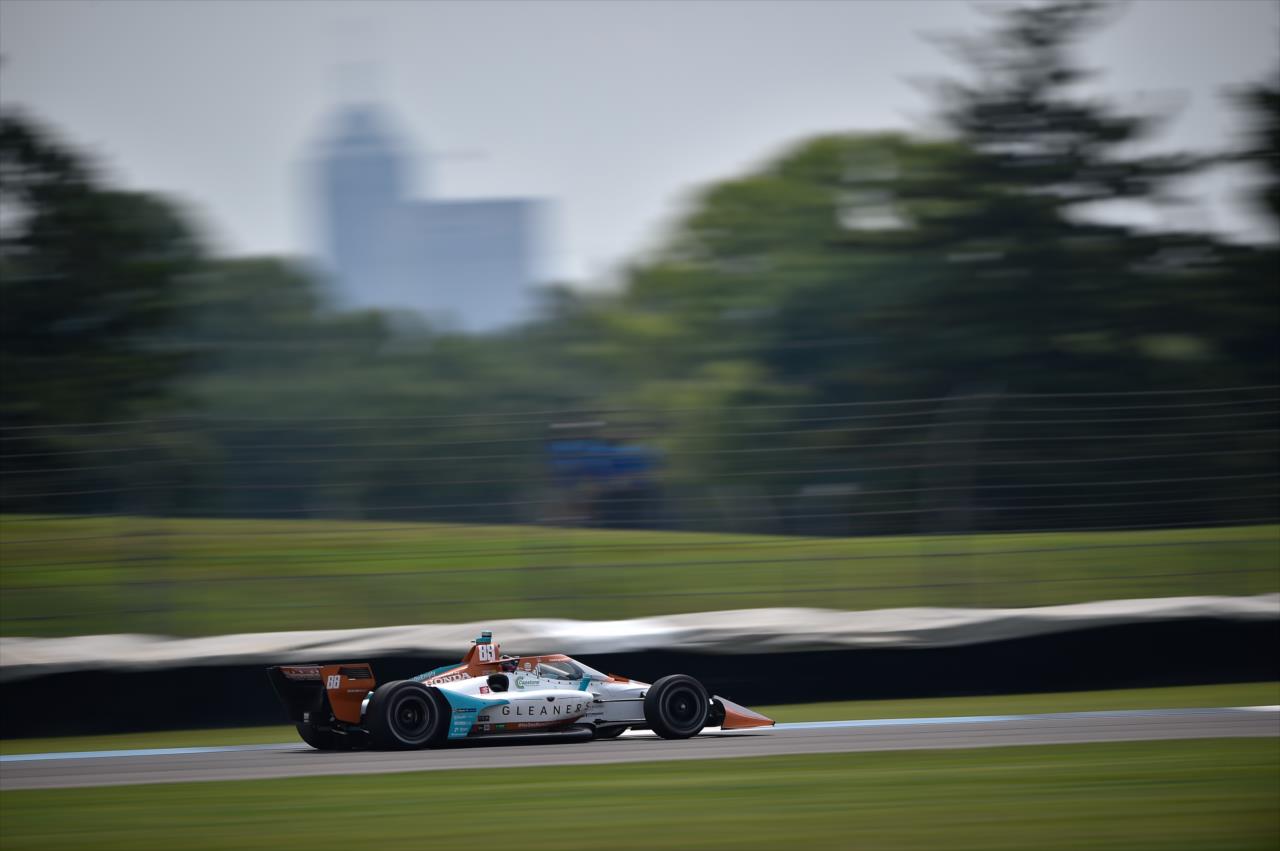 Colton Herta screams down the Hulman Boulevard backstretch during the 2020 GMR Grand Prix at Indianapolis -- Photo by: Chris Owens