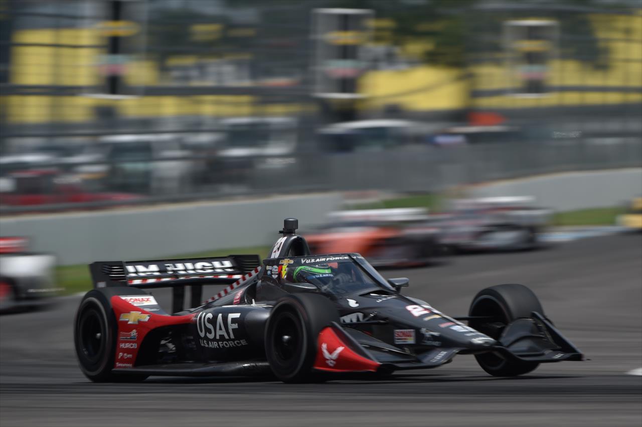 Conor Daly shoots into Turn 7 during the 2020 GMR Grand Prix at Indianapolis -- Photo by: Chris Owens