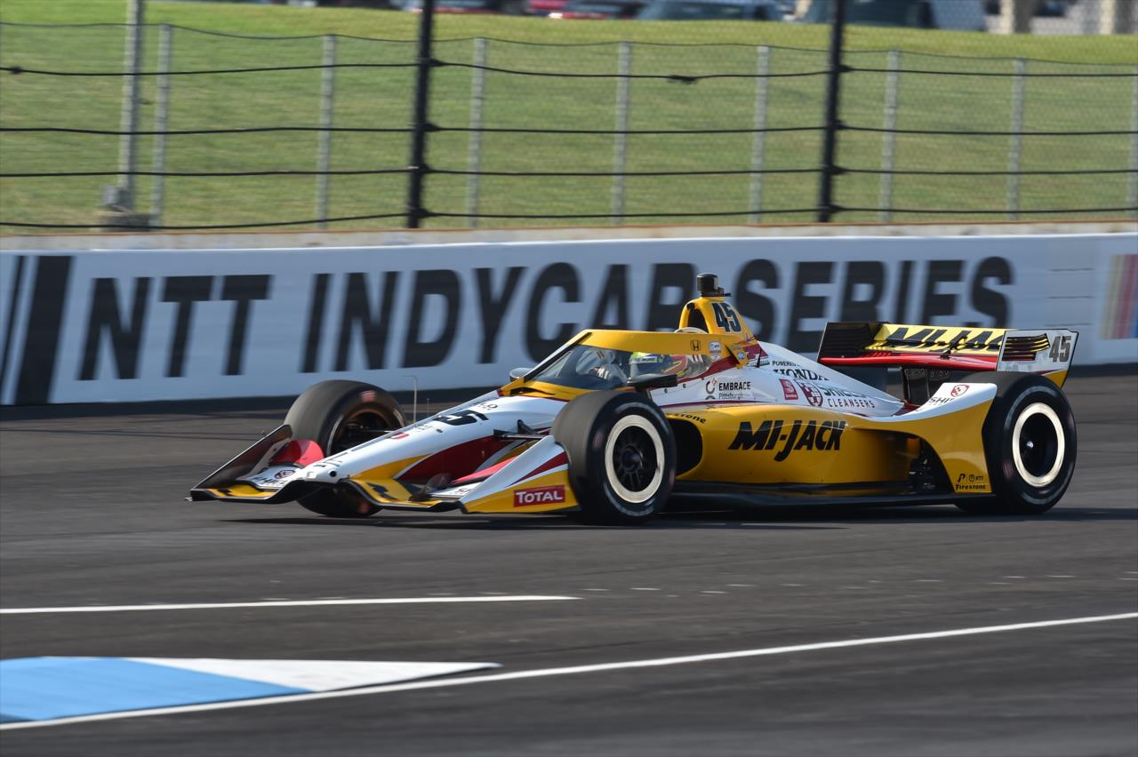 Spencer Pigot rolls out of pit lane during the GMR Grand Prix at the Indianapolis Motor Speedway -- Photo by: John Cote