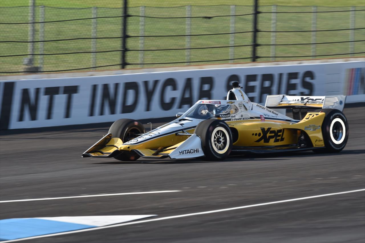 Josef Newgarden rolls out of pit lane during the GMR Grand Prix at the Indianapolis Motor Speedway -- Photo by: John Cote
