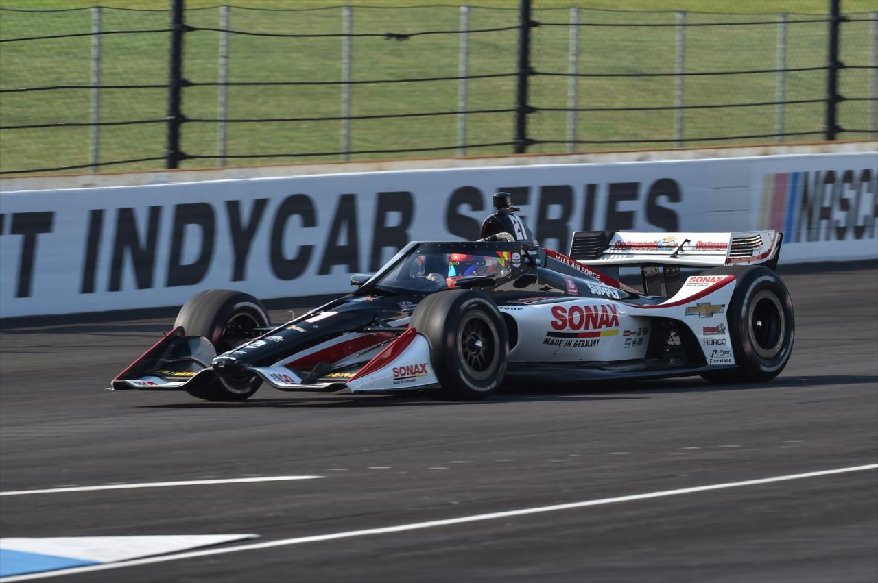 Rinus VeeKay rolls out of pit lane during the GMR Grand Prix at the Indianapolis Motor Speedway -- Photo by: John Cote