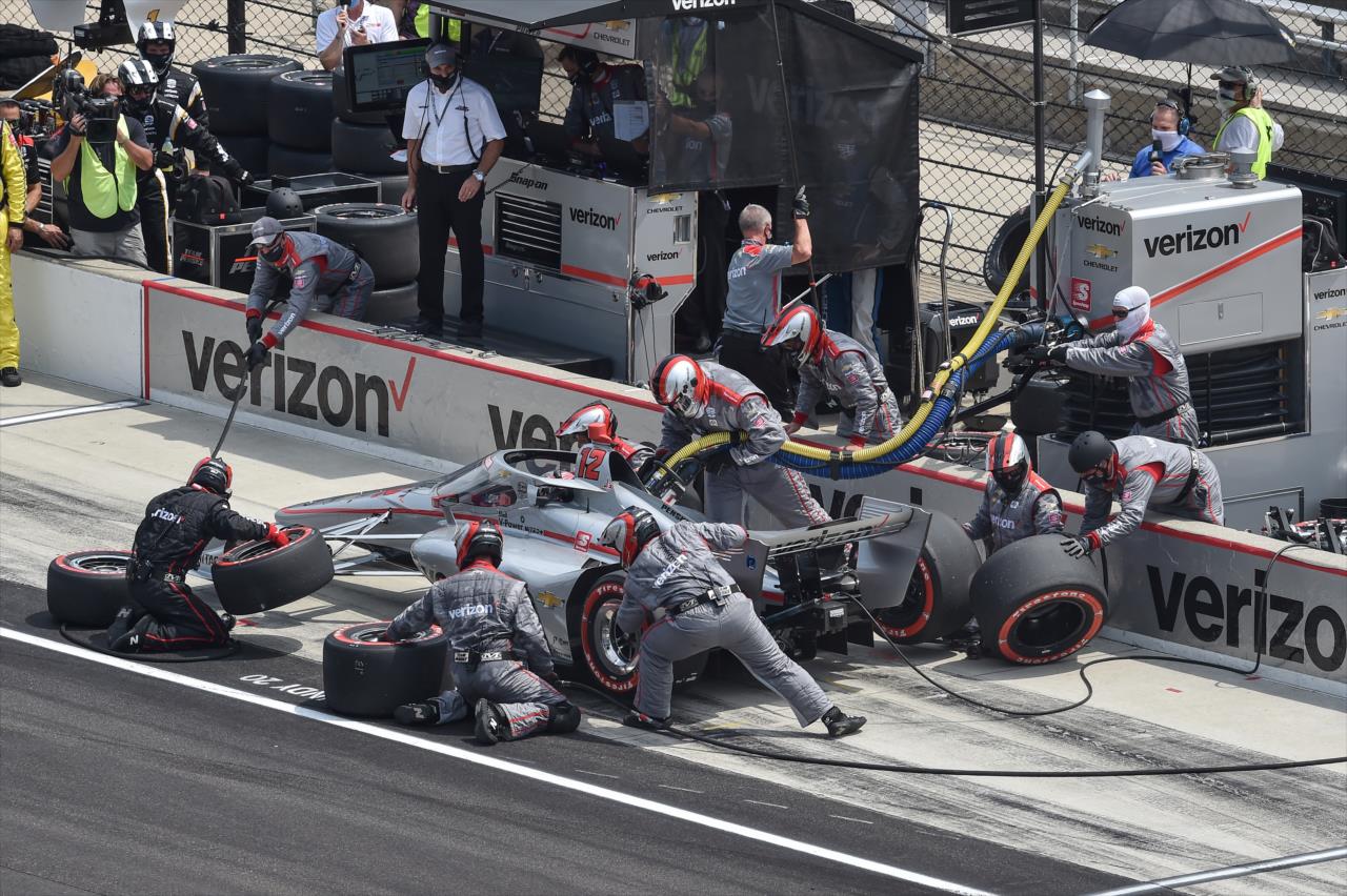 Will Power comes in for tires and fuel on pit lane during the GMR Grand Prix at the Indianapolis Motor Speedway -- Photo by: John Cote