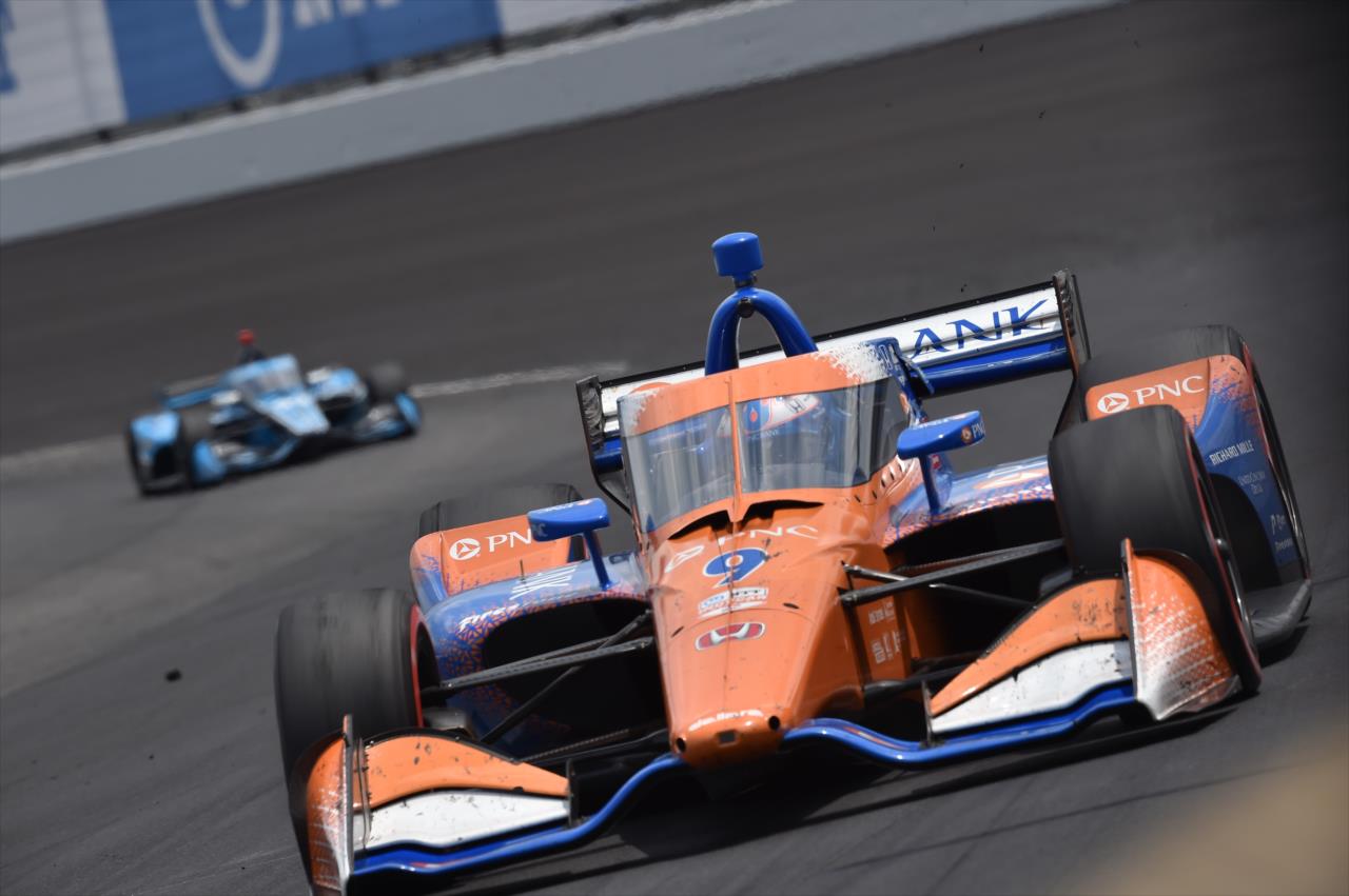 Scott Dixon screams toward Turn 12 during the 2020 GMR Grand Prix at the Indianapolis Motor Speedway -- Photo by: John Cote