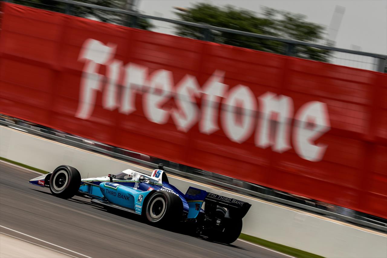 Graham Rahal sets up for Turn 7 during the 2020 GMR Grand Prix at Indianapolis -- Photo by: Joe Skibinski