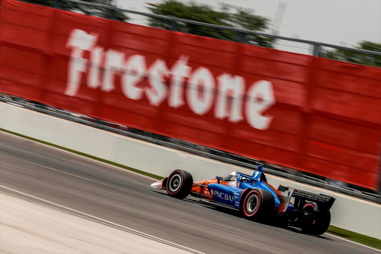 Scott Dixon sets up for Turn 7 during the 2020 GMR Grand Prix at Indianapolis -- Photo by: Joe Skibinski