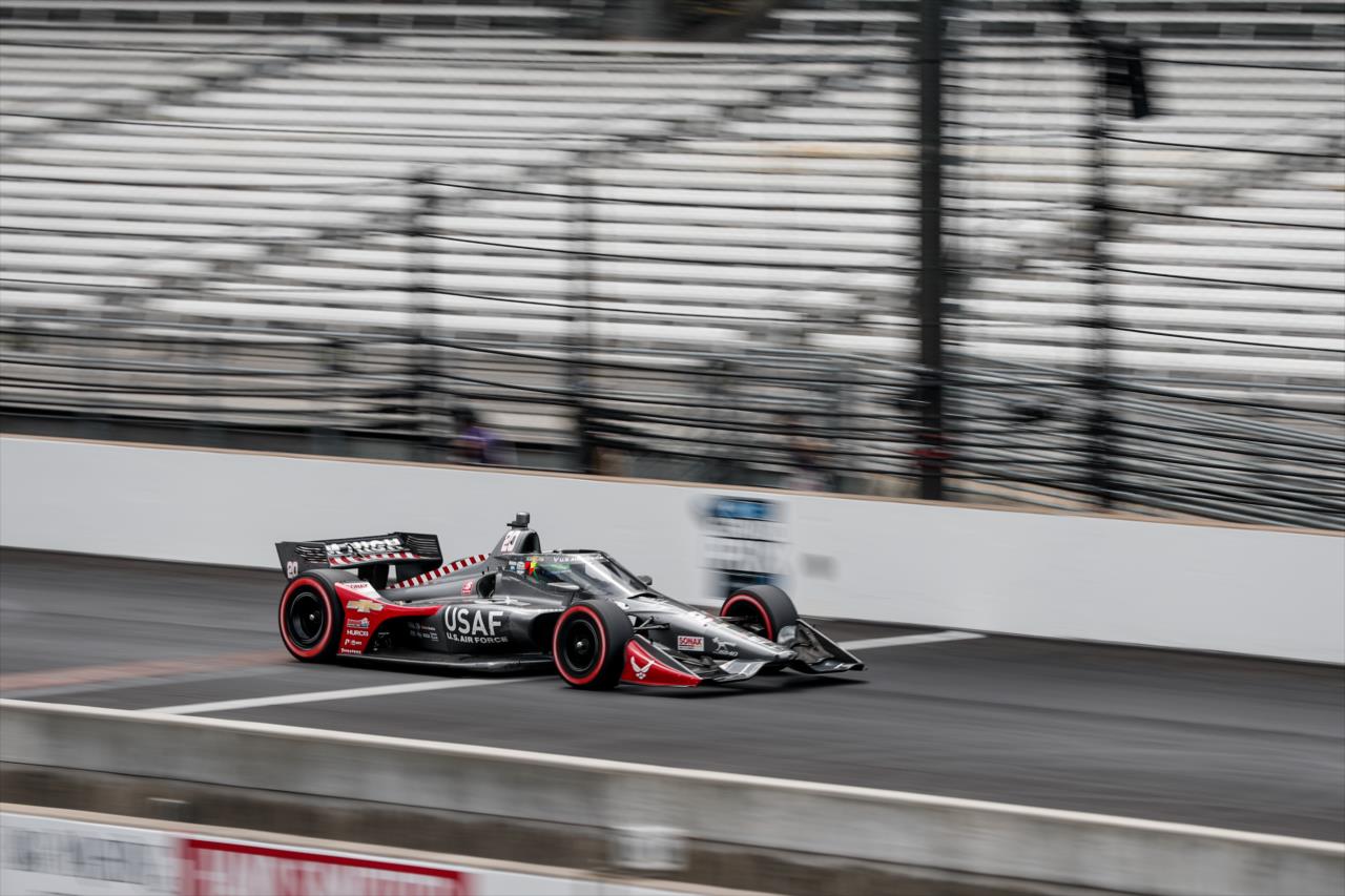 Conor Daly flashes across the yard of bricks during the GMR Grand Prix at Indianapolis -- Photo by: Joe Skibinski