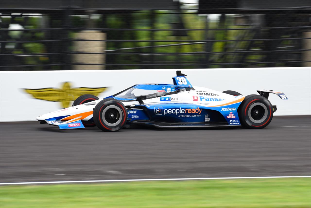 Takuma Sato during practice for the Indianapolis 500 at the Indianapolis Motor Speedway Wednesday, August 12, 2020 -- Photo by: James  Black