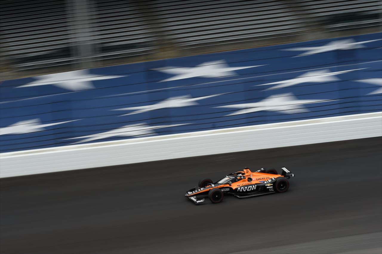 Pato O'Ward during practice for the Indianapolis 500 at the Indianapolis Motor Speedway Thursday, August 13, 2020 -- Photo by: Chris Owens