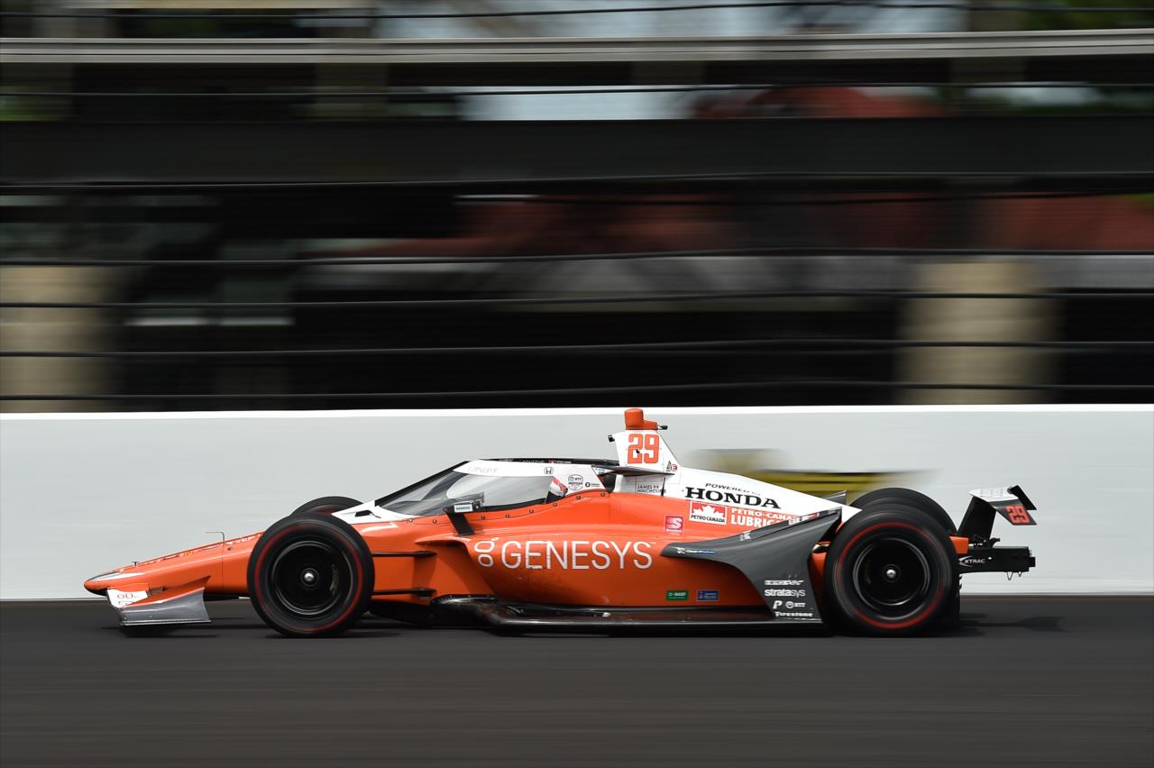 James Hinchcliffe during practice for the Indianapolis 500 at the Indianapolis Motor Speedway Thursday, August 13, 2020 -- Photo by: Chris Owens