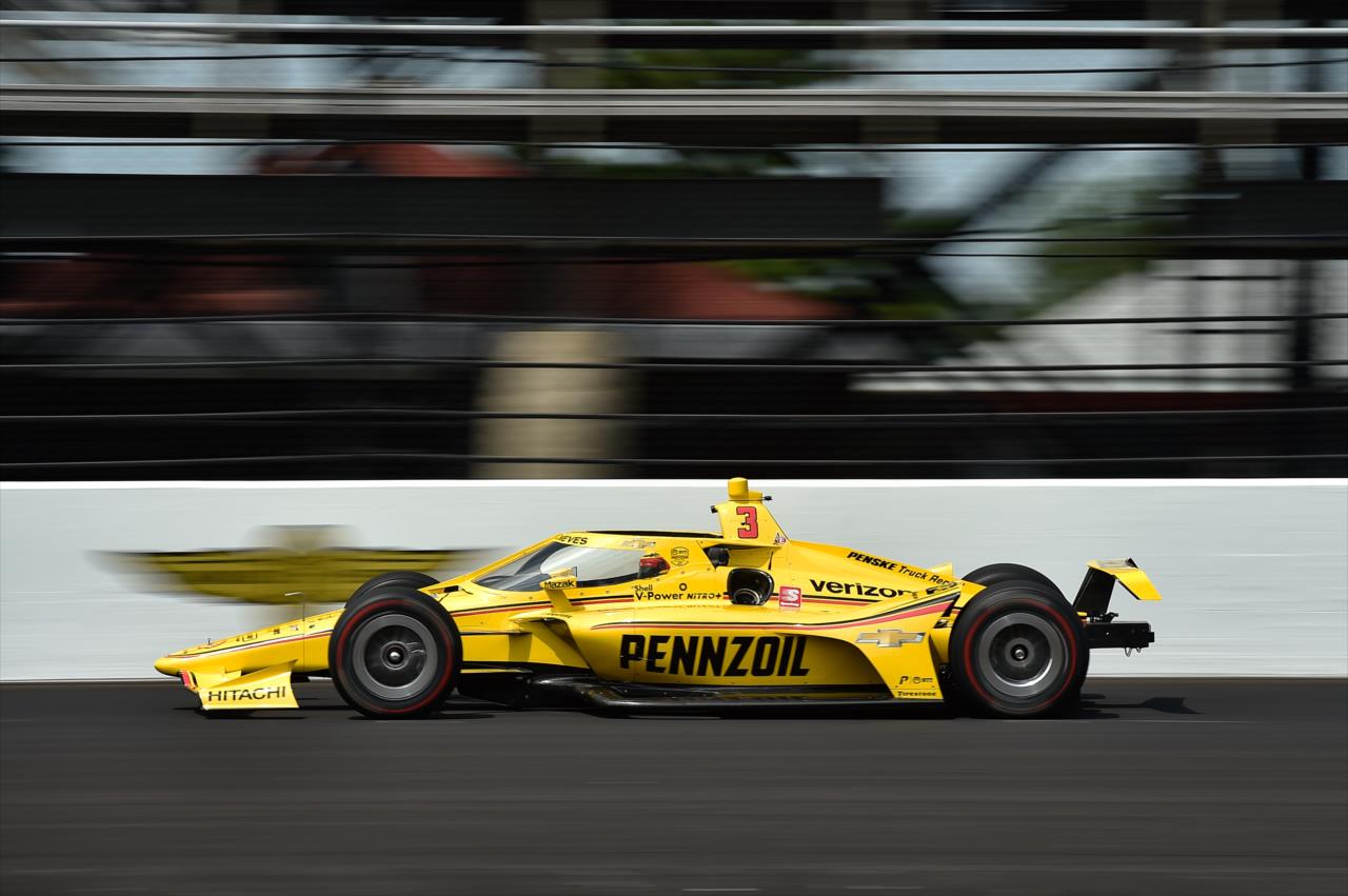 Helio Castroneves during practice for the Indianapolis 500 at the Indianapolis Motor Speedway Thursday, August 13, 2020 -- Photo by: Chris Owens