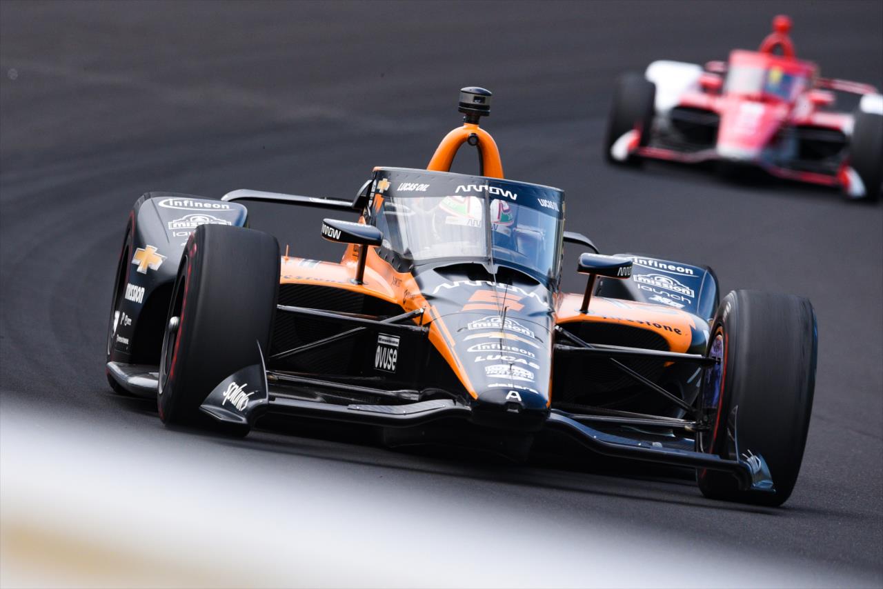 Pato O'Ward during practice for the Indianapolis 500 at the Indianapolis Motor Speedway Thursday, August 13, 2020 -- Photo by: James  Black