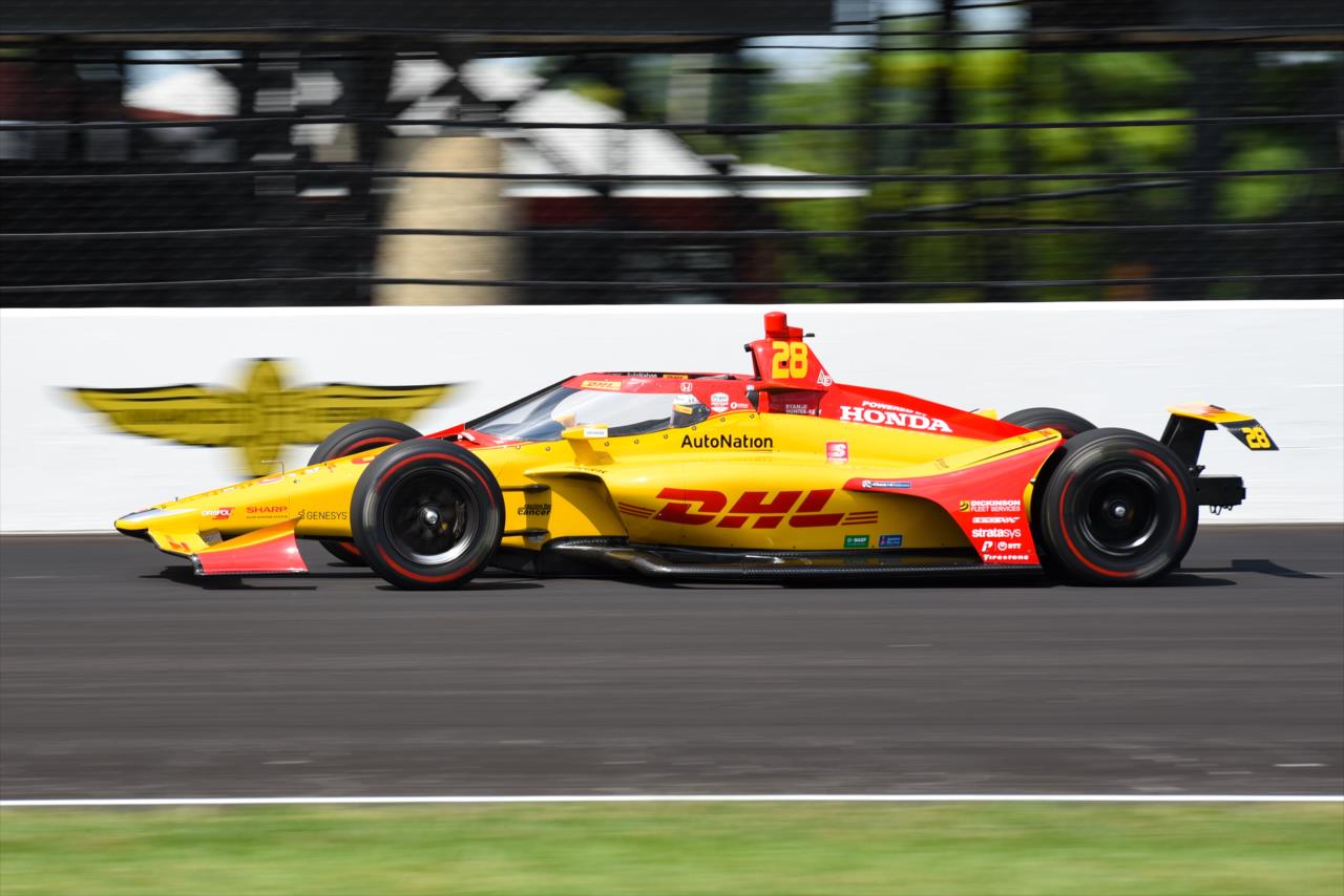 Ryan Hunter-Reay during practice for the Indianapolis 500 at the Indianapolis Motor Speedway Thursday, August 13, 2020 -- Photo by: James  Black