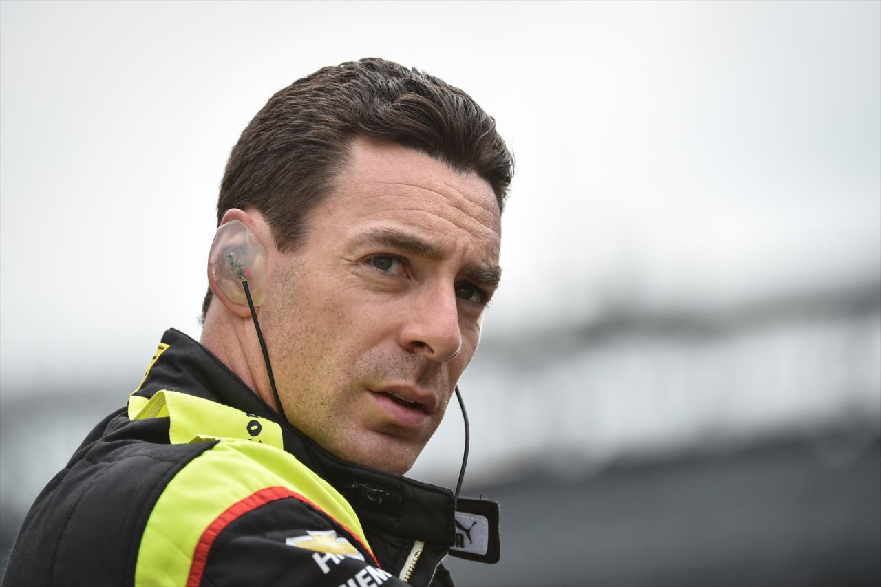 Simon Pagenaud during practice for the Indianapolis 500 at the Indianapolis Motor Speedway Thursday, August 13, 2020 -- Photo by: John Cote