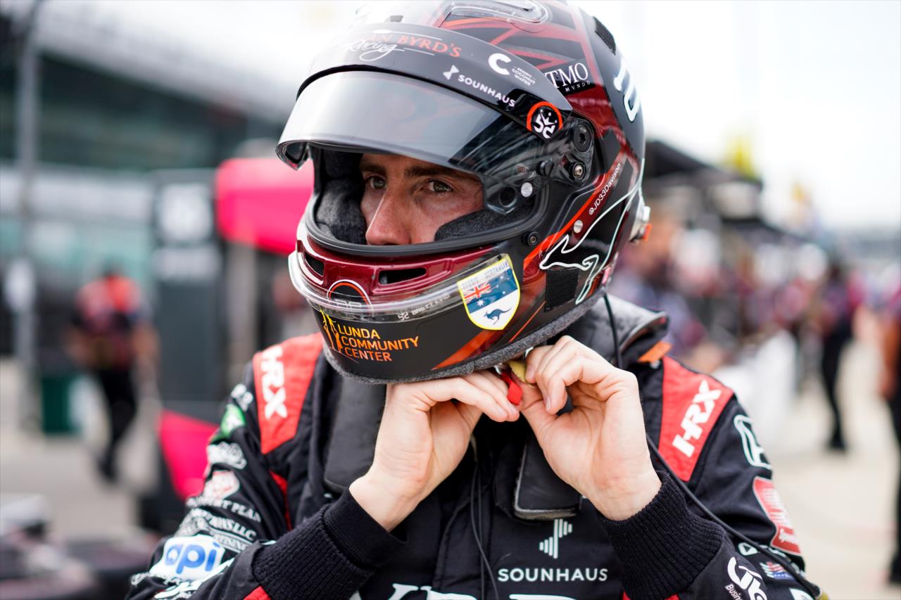 James Davison during practice for the Indianapolis 500 at the Indianapolis Motor Speedway Wednesday, August 12, 2020 -- Photo by: Joe Skibinski