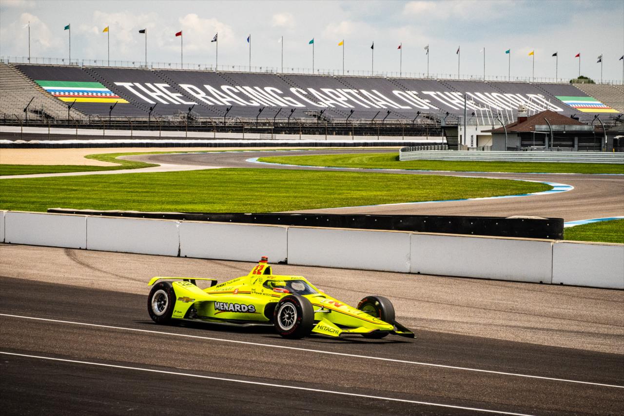 Simon Pagenaud during practice for the Indianapolis 500 at the Indianapolis Motor Speedway Friday, August 14, 2020 -- Photo by: Karl Zemlin