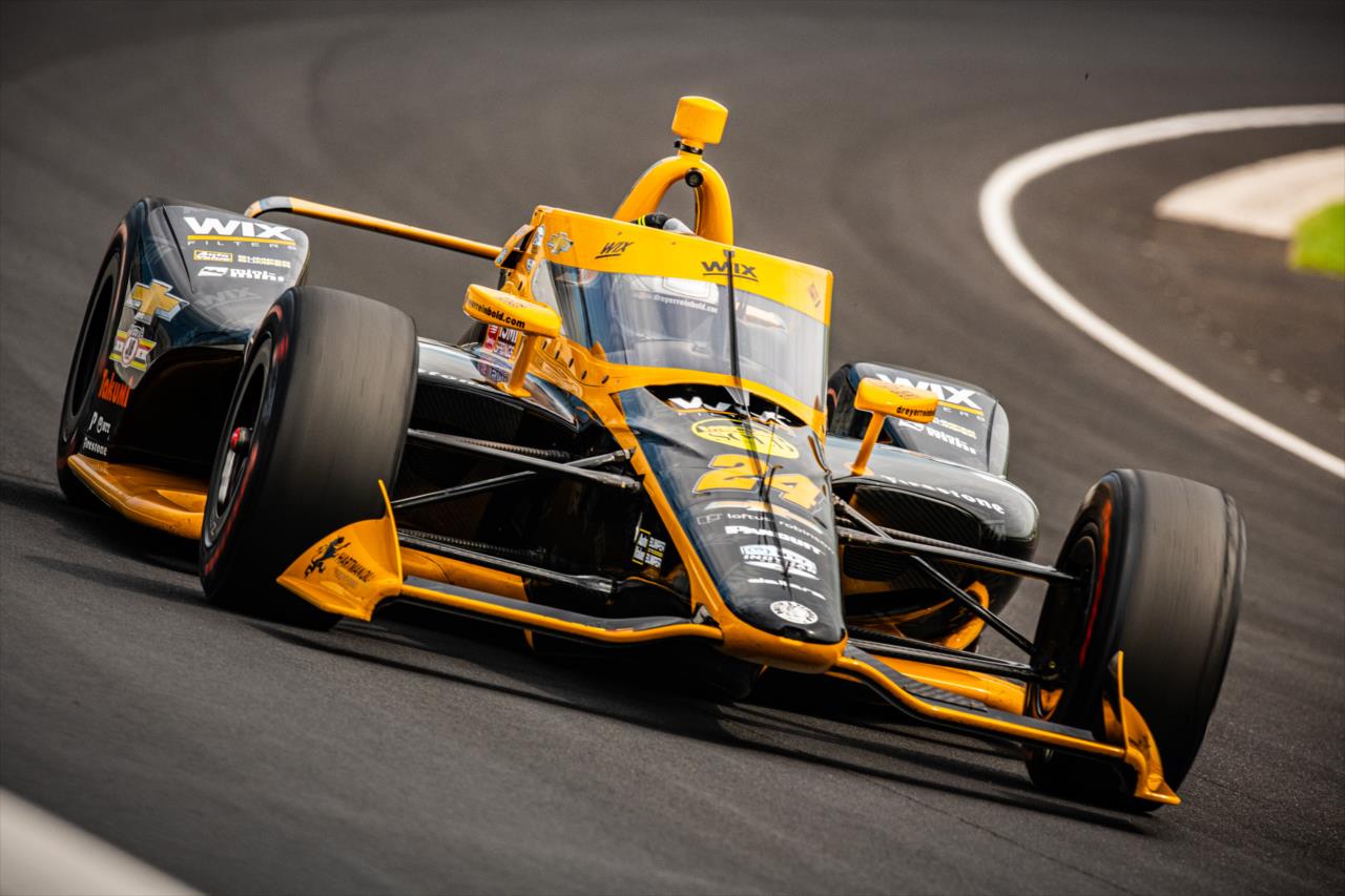 Sage Karam during practice for the Indianapolis 500 at the Indianapolis Motor Speedway Friday, August 14, 2020 -- Photo by: Karl Zemlin