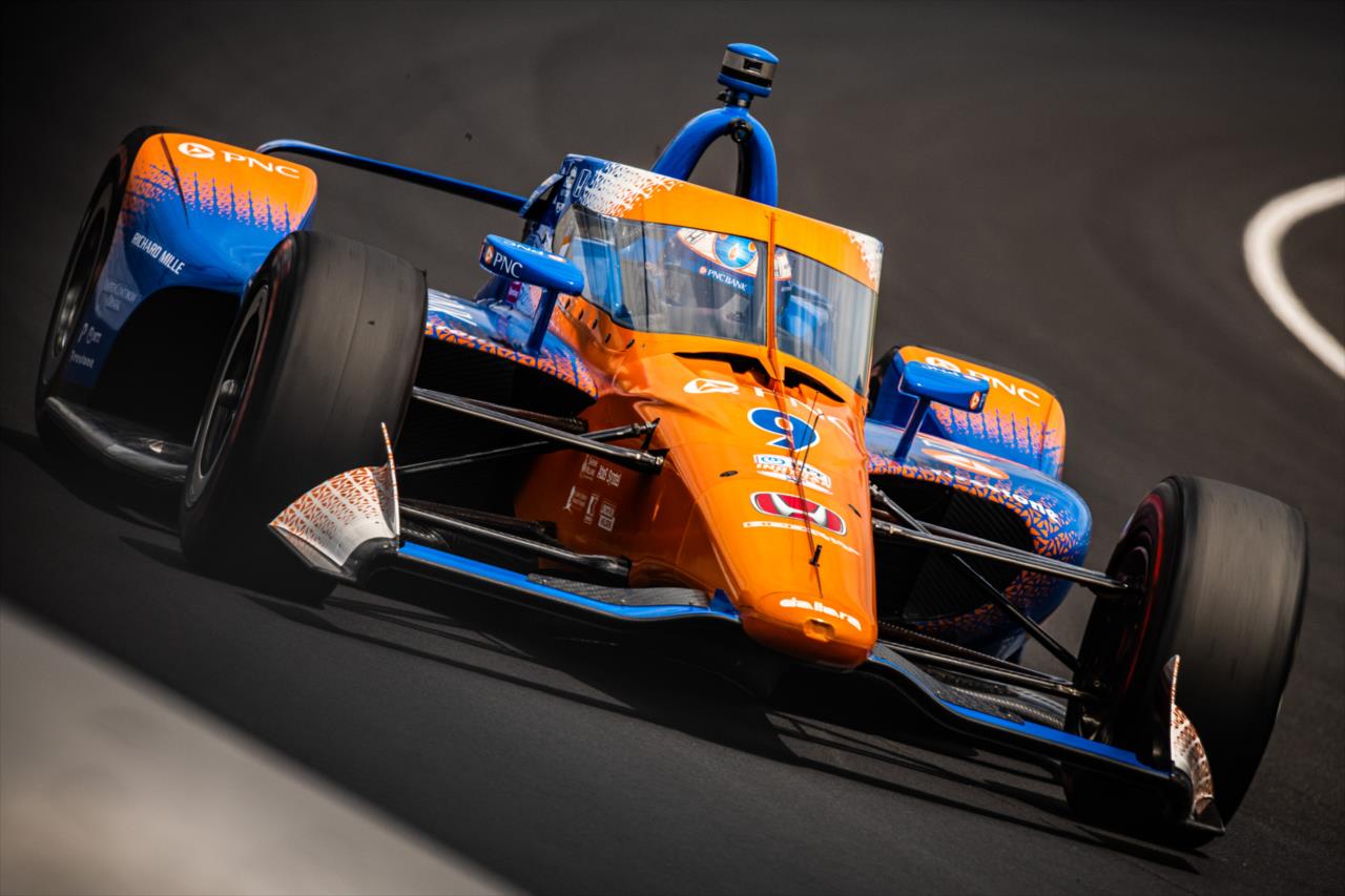 Scott Dixon during practice for the Indianapolis 500 at the Indianapolis Motor Speedway Friday, August 14, 2020 -- Photo by: Karl Zemlin