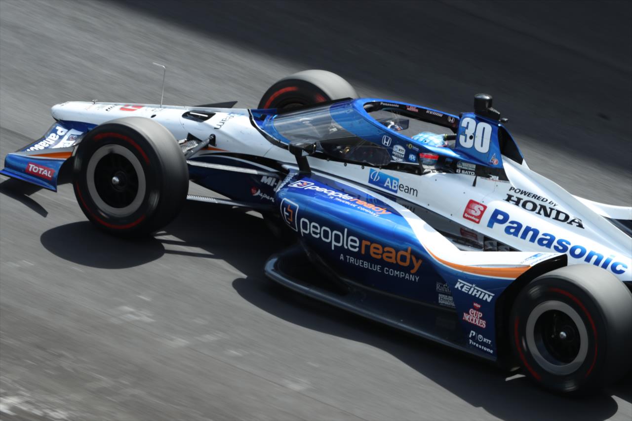 Takuma Sato during practice for the Indianapolis 500 at the Indianapolis Motor Speedway Thursday, August 13, 2020 -- Photo by: Matt Fraver