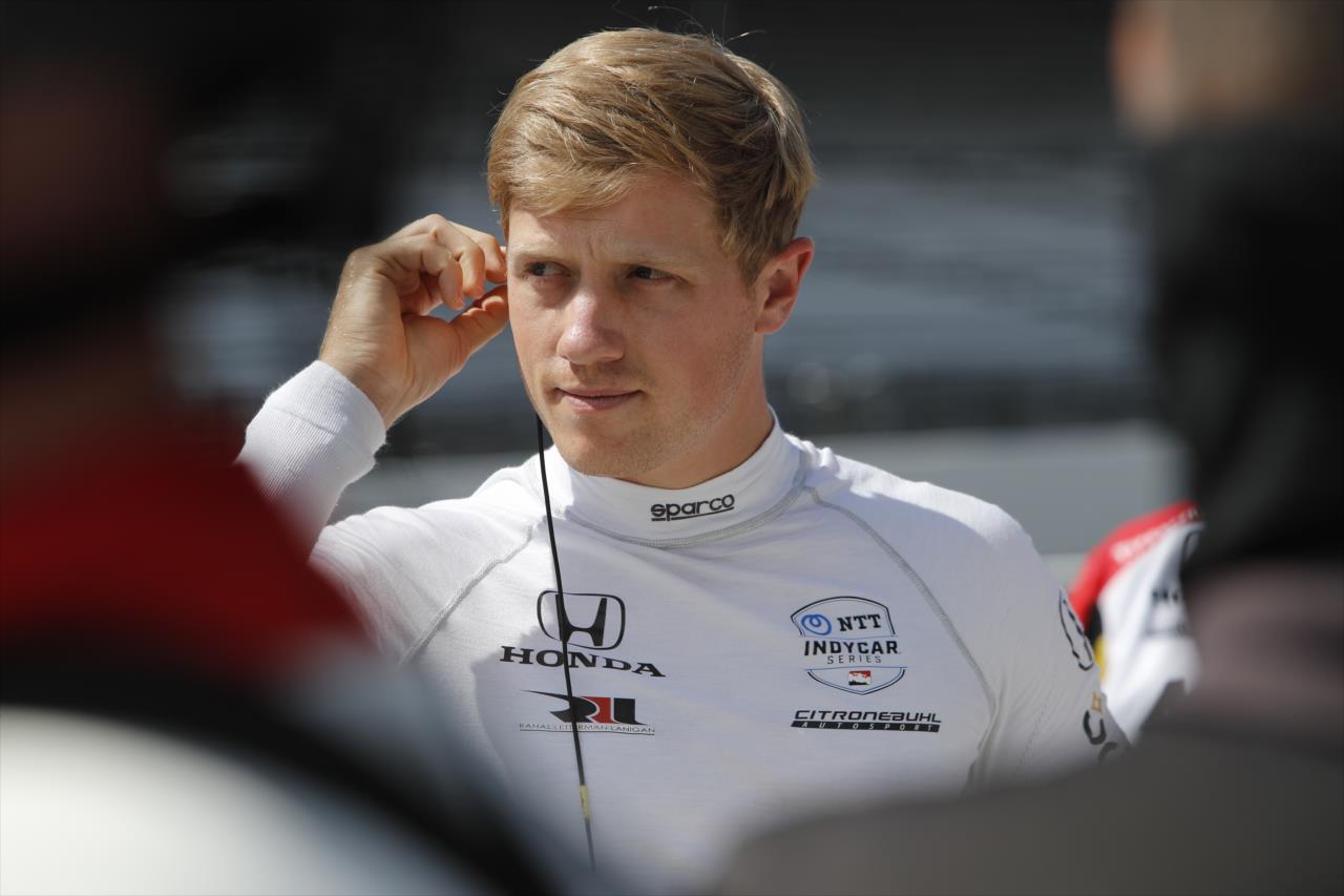 Spencer Pigot during practice for the Indianapolis 500 at the Indianapolis Motor Speedway Friday, August 14, 2020 -- Photo by: Chris Jones