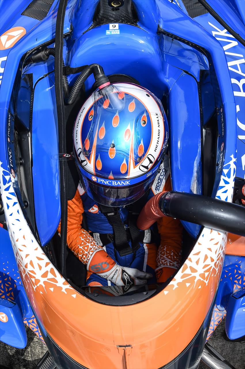 Scott Dixon during practice for the Indianapolis 500 at the Indianapolis Motor Speedway Friday, August 14, 2020 -- Photo by: Chris Owens