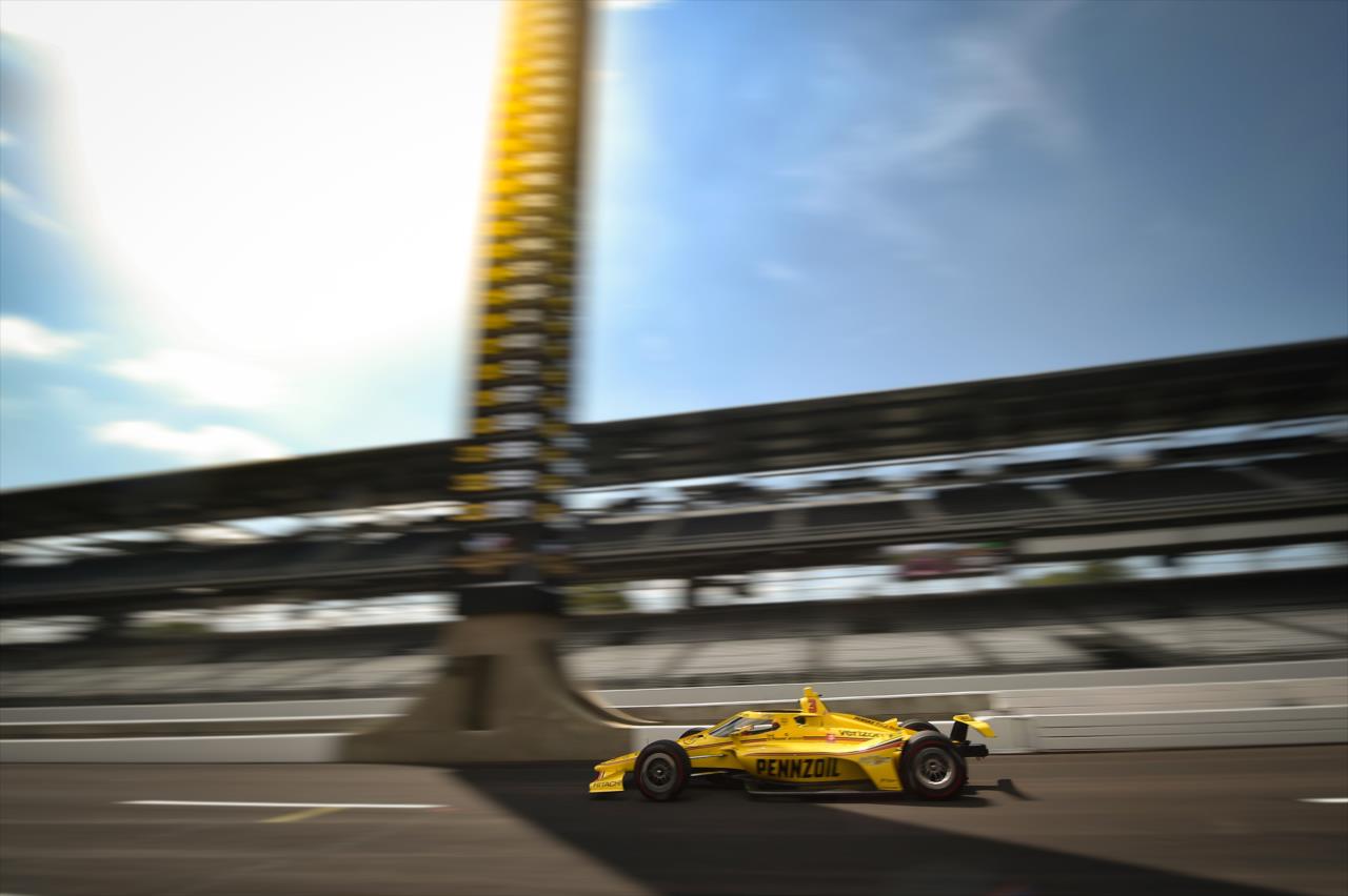 Helio Castroneves during practice for the Indianapolis 500 at the Indianapolis Motor Speedway Friday, August 14, 2020 -- Photo by: Chris Owens