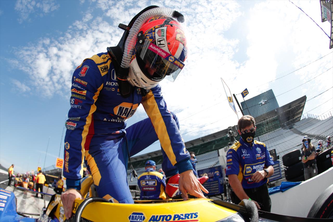 Alexander Rossi during practice for the Indianapolis 500 at the Indianapolis Motor Speedway Thursday, August 13, 2020 -- Photo by: Joe Skibinski