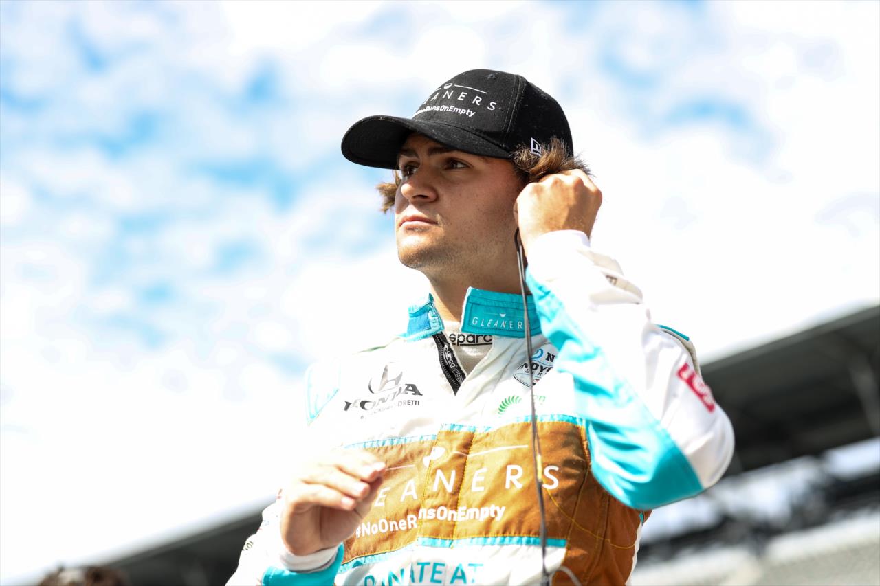 Colton Herta during practice for the Indianapolis 500 at the Indianapolis Motor Speedway Thursday, August 13, 2020 -- Photo by: Joe Skibinski